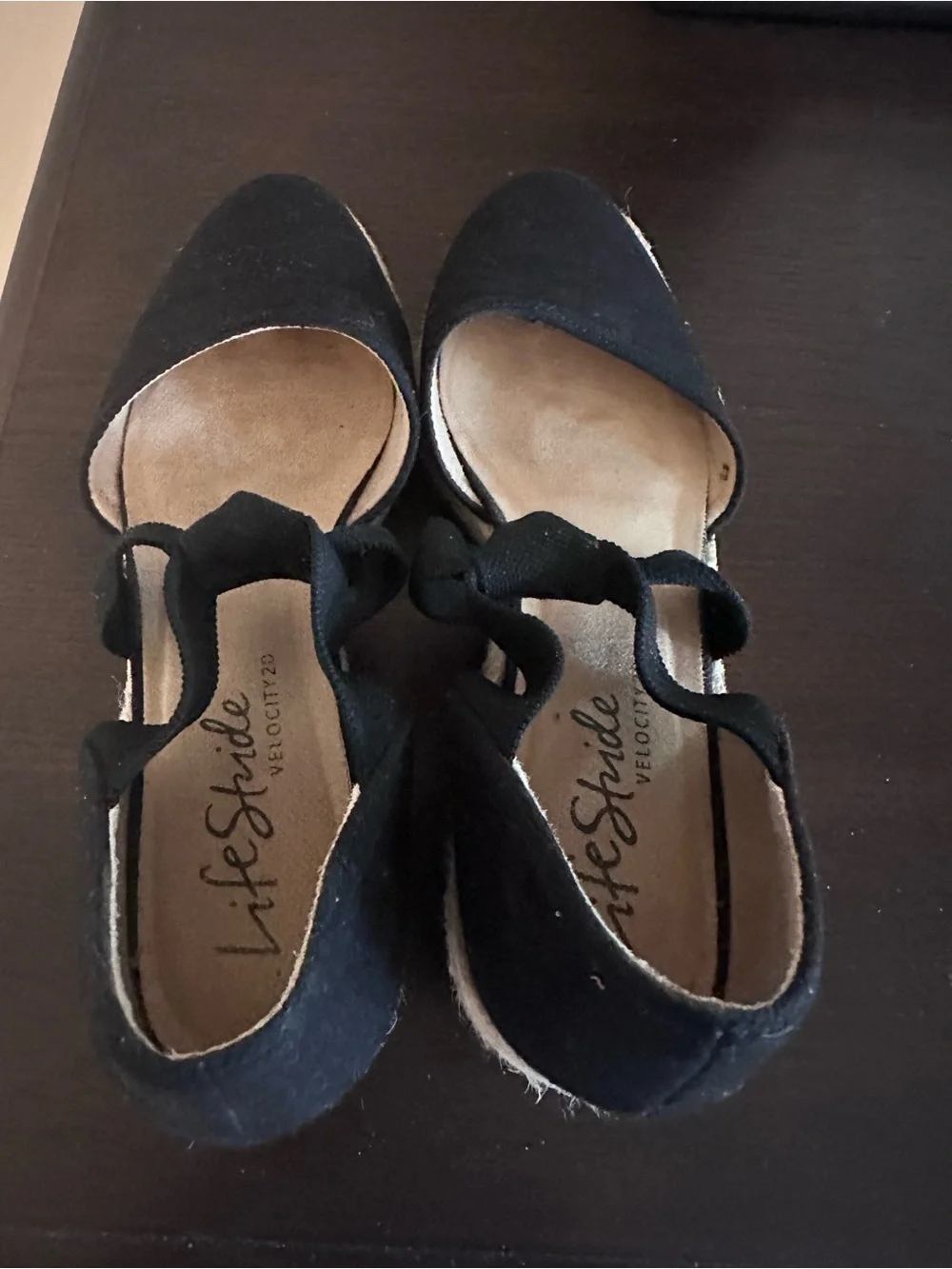 Classic Black Espadrille Wedge Flats with Ankle Tie